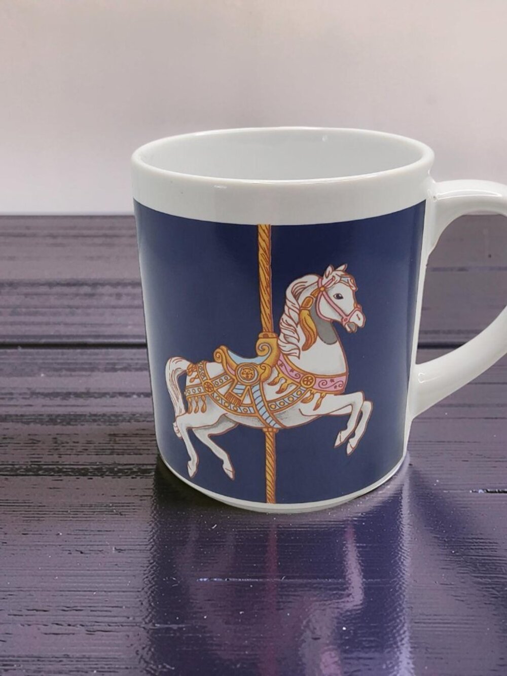 vintage 1990 wang's international porcelain carousel horse coffee mug